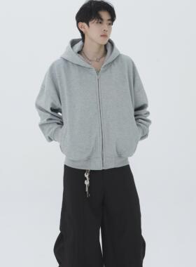 Kid The1One 400g硬挺连帽卫衣开衫cleanfit纯色百搭休闲外套