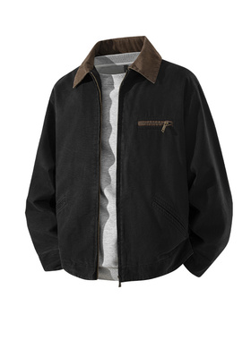 Kid The1One 美式复古宽松翻领水洗cleanfit工装夹克外套男女秋冬