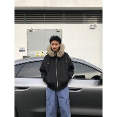 Kid 复古毛领宽松保暖加厚连帽棉服棉衣外套男女冬季 The1One 美式