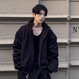 复古立领飞行夹克棉服秋冬高级感cleanfit外套潮 美式 Kid The1One