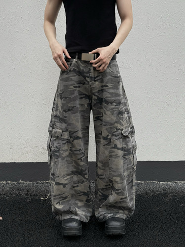 KidThe1one美式复古迷彩工装裤