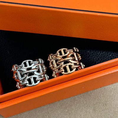 V金男女宽版猪鼻子开口戒指高端