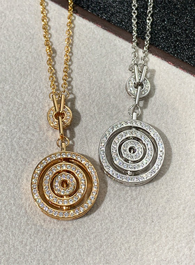 玫瑰金V金时来运转项链男女