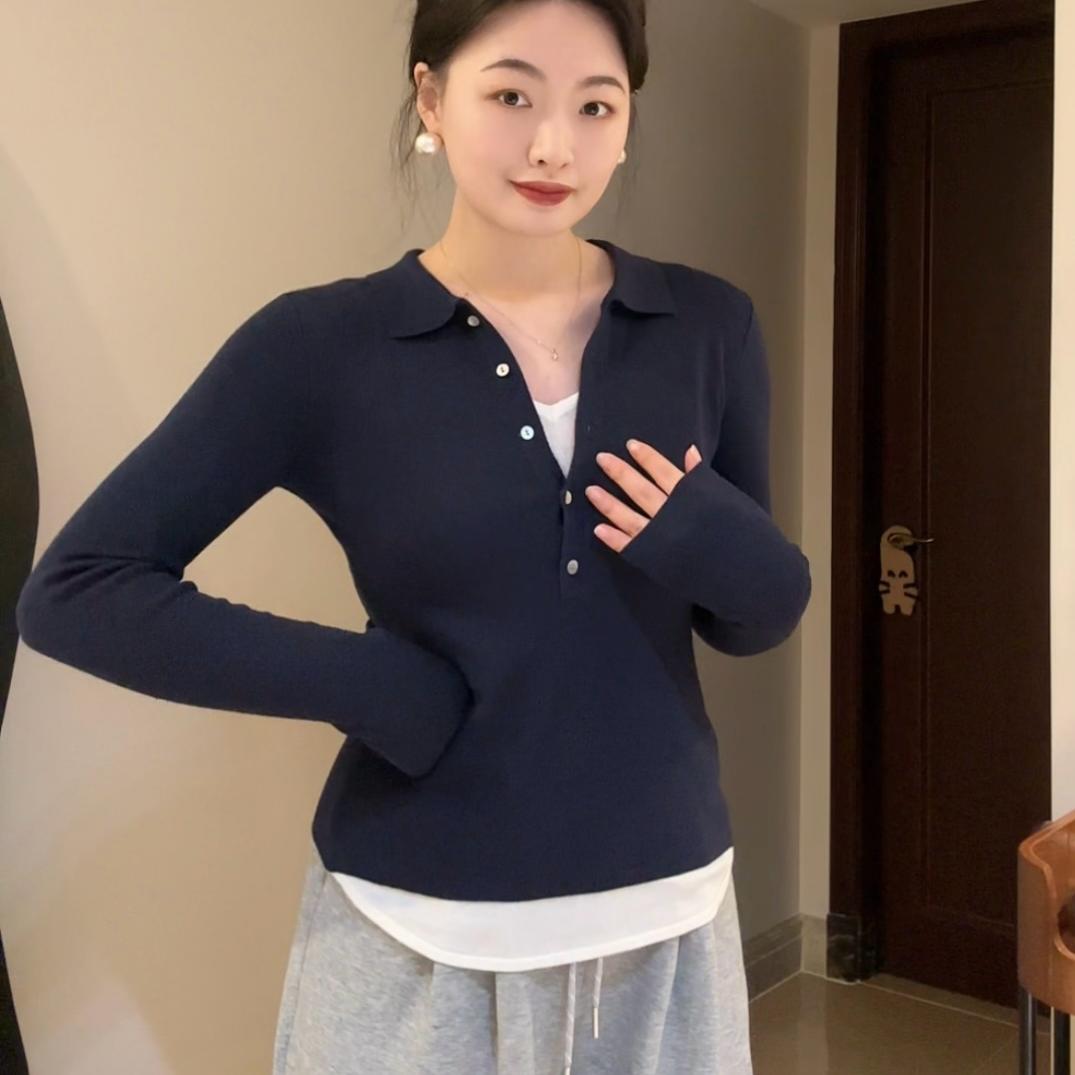 Something叁熏假两件拼接针织衫