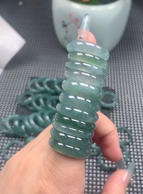 天然翡翠戒指女款冰种油青素圈天山翠玉石指环小众设计宫廷风