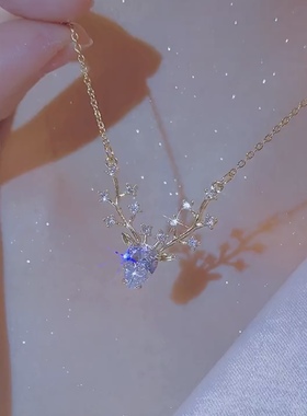 镶钻小鹿头项链韩国鹿角甜美个性锁骨链闺蜜学生创意设计2022新款