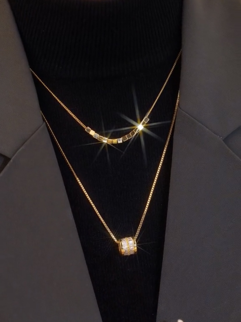 双层小蛮腰毛衣链项链女