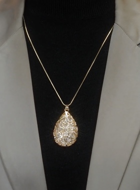 镂空花朵水滴毛衣链秋冬