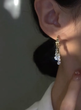 轻奢夏季锆石流苏耳环女网红