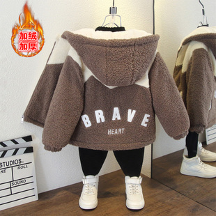 全棉男童外套秋冬款 棉服2羊羔绒3毛毛衣4帅气5岁宝宝加绒加厚保暖