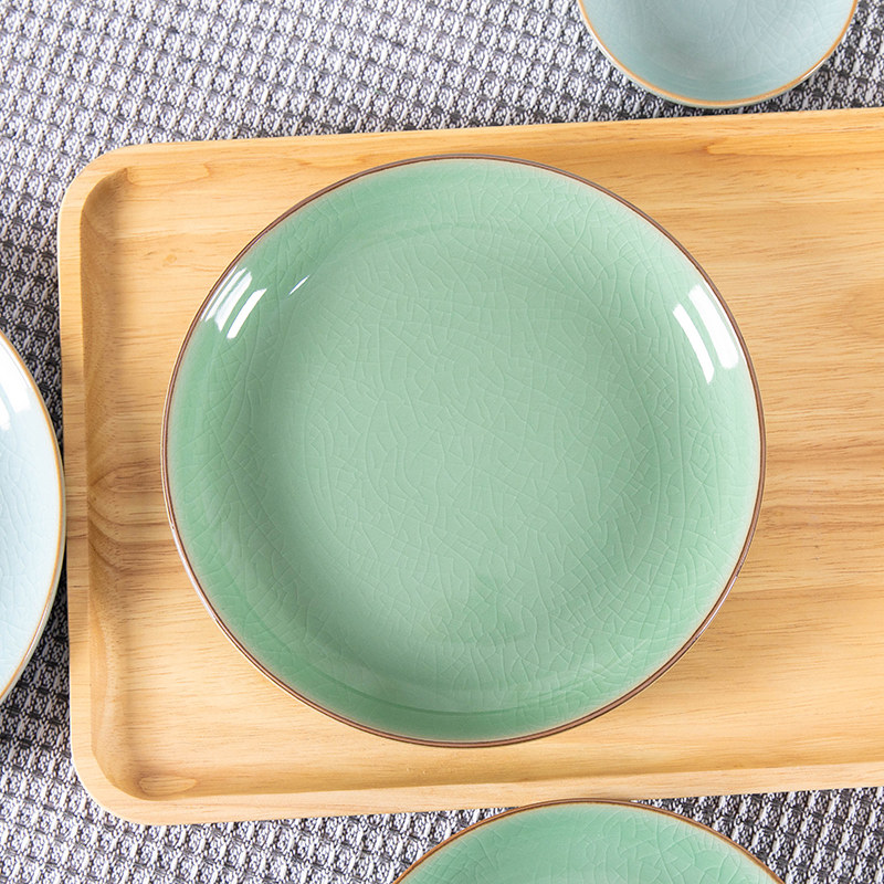 青瓷盘子菜盘家用2025新款创意哥窑冰裂纹餐盘高档陶瓷耐高温餐具,餐饮具,盘,淘宝优惠券,粉丝福利购,淘宝优惠卷