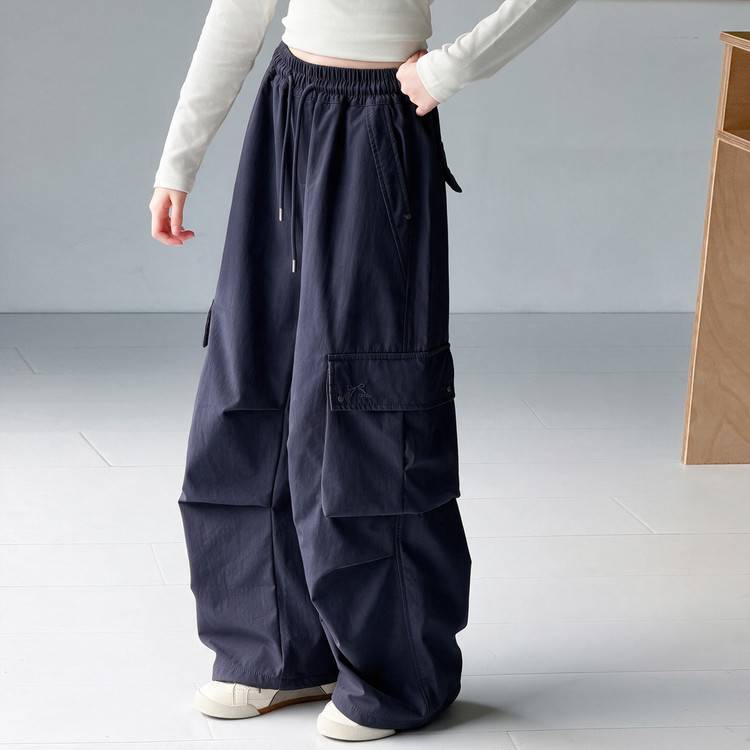 专柜品牌女童春秋款工装裤2026新款儿童秋季阔腿裤子洋气女大童秋