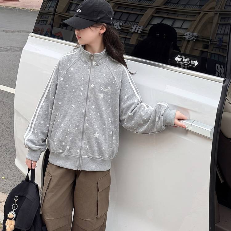 专柜品牌女童运动外套儿童春秋2026新款洋气时髦中大童开衫棒球服
