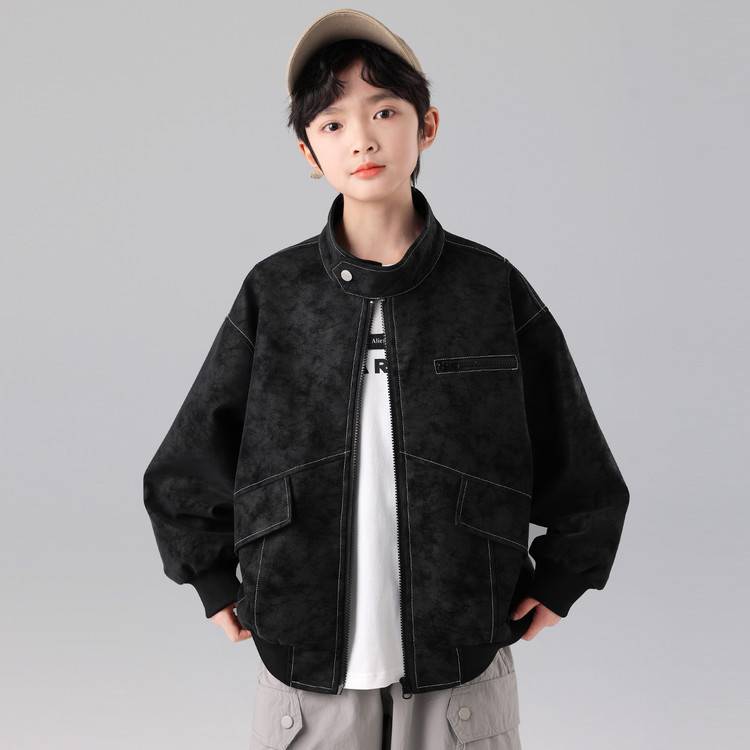 专柜品牌男童皮衣外套春秋款2026新款秋季儿童装痞帅炸街夹克男孩