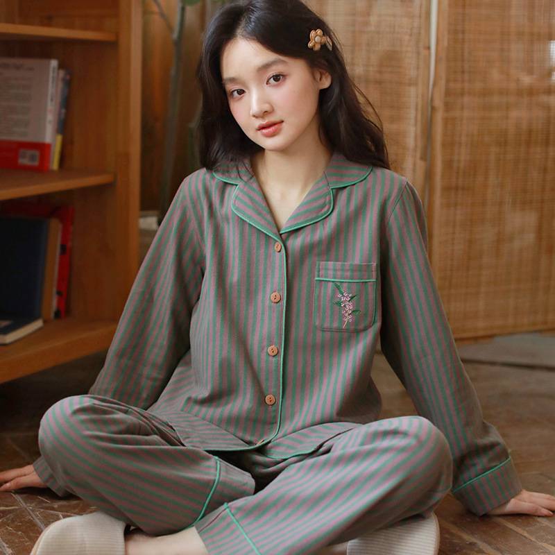 商场品牌加工定制-秋季新款女士纯棉磨毛睡衣春秋居家可外穿休闲