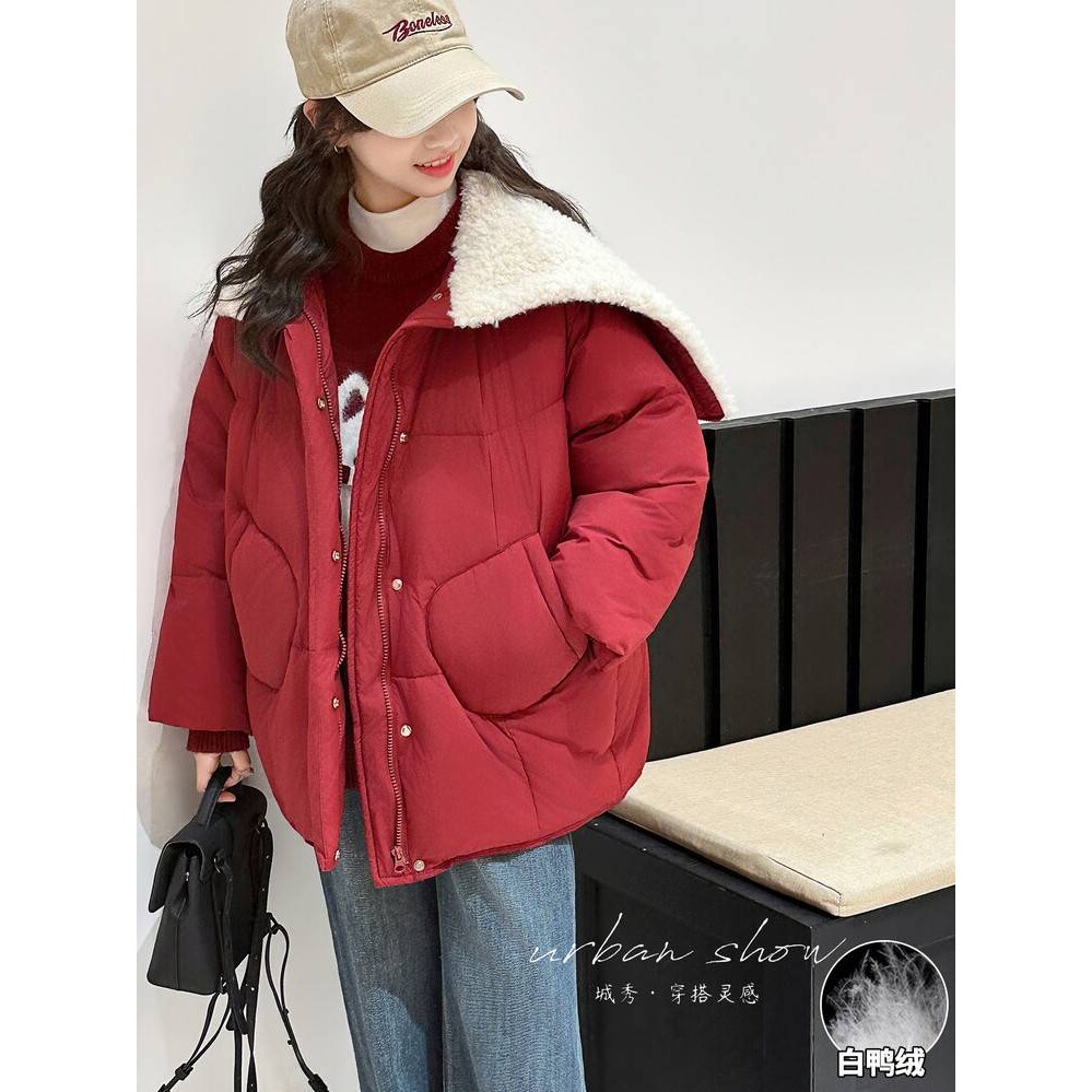 专柜品牌女童红色羽绒服2025新款冬季女孩高充绒量外套儿童大童洋
