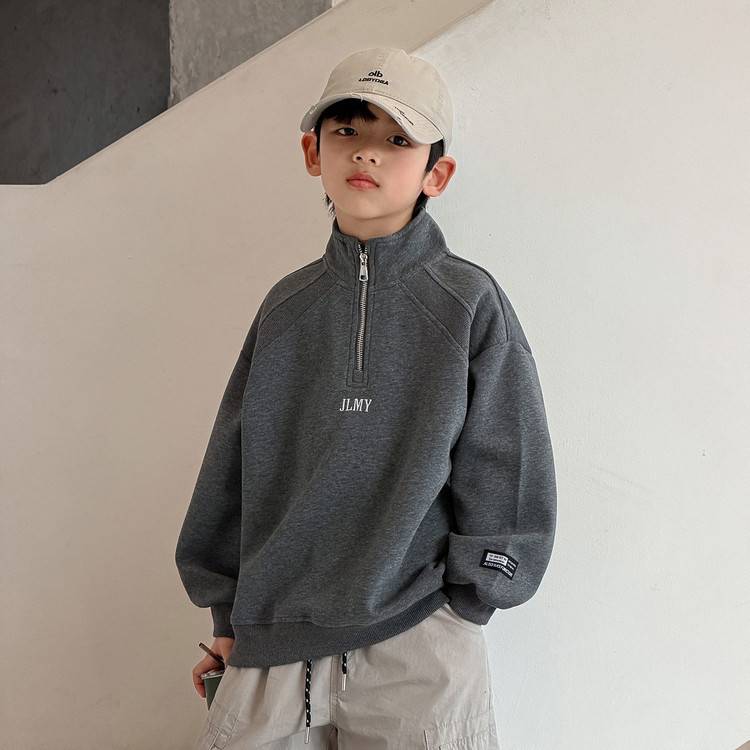 专柜品牌男童立领卫衣秋季儿童痞帅上衣2026春秋新款大童装秋装衣