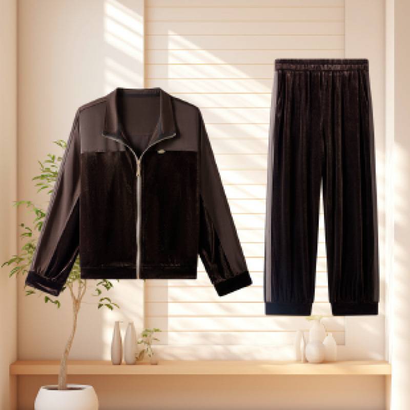 专柜品牌中老年女装秋季休闲运动服新款时尚套装妈妈外套秋冬款洋