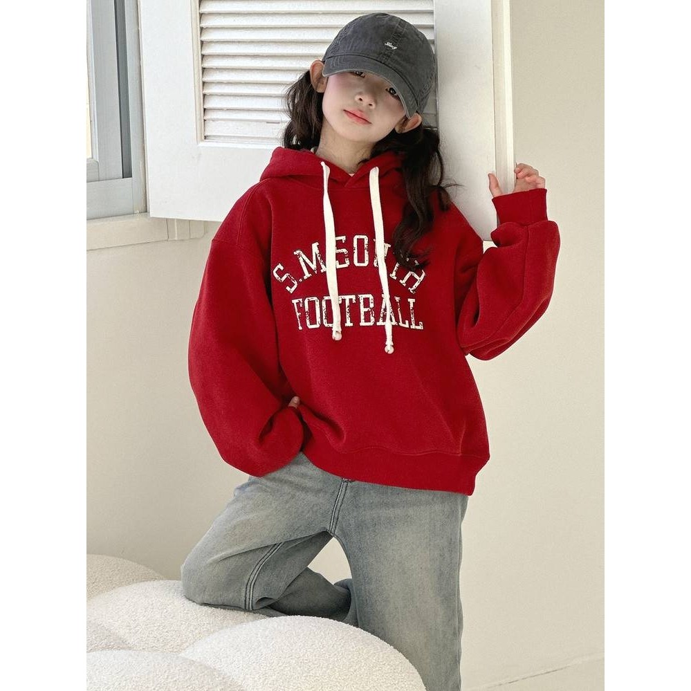 专柜品牌女童加绒连帽卫衣秋冬装2025新款女大童韩系穿搭衣服女孩