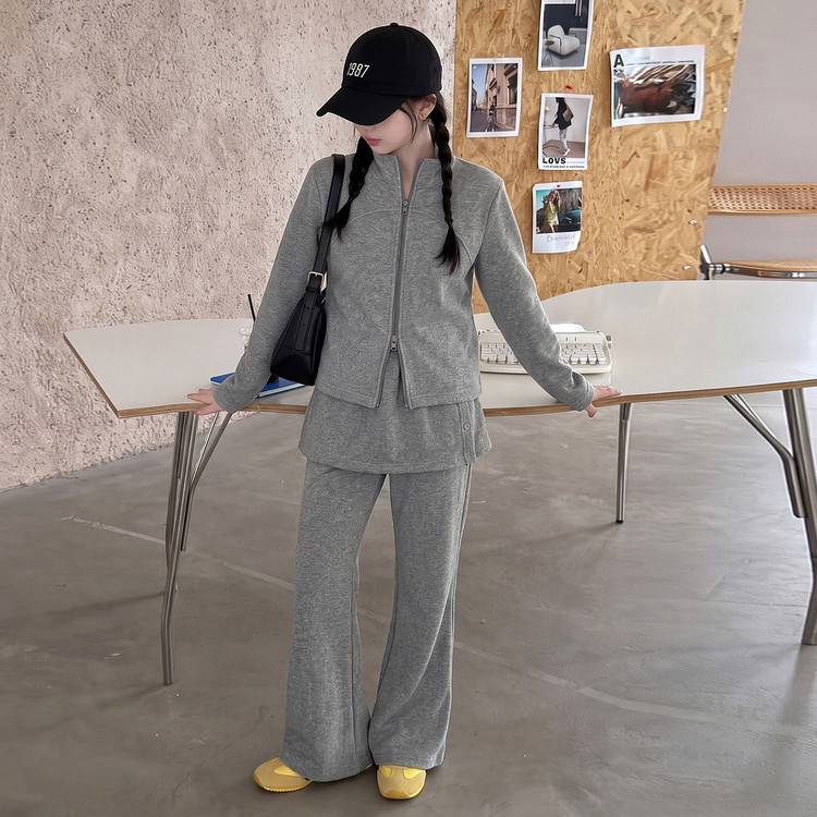 专柜品牌女童卫衣套装春秋款儿童外套喇叭裤中大童女孩裙裤休闲运