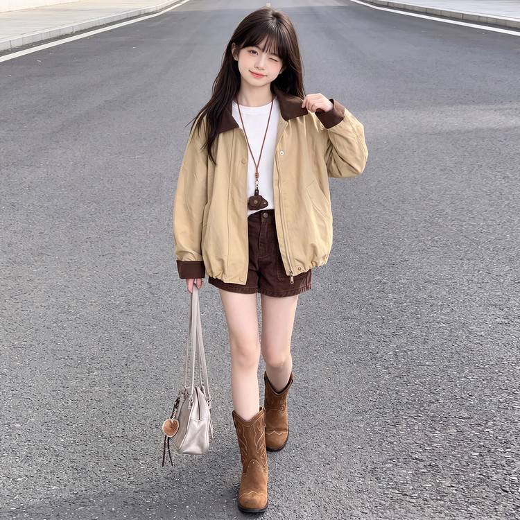 专柜品牌女童风衣外套春秋2026新款韩版大童装初中生洋气秋装休闲