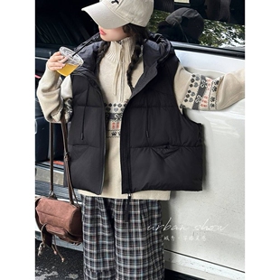 专柜品牌女童马甲秋冬2025新款儿童韩版洋气儿童羽绒棉外穿加厚坎