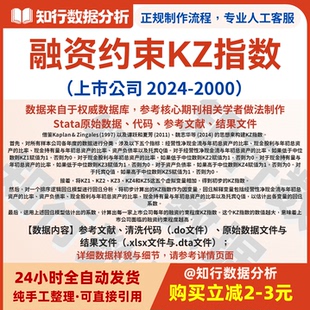 上市公司融资约束KZ指数2024-2000包含原始、清洗代码与结果