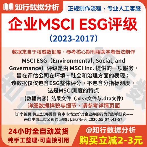 企业MSCI ESG评级数据2017-2023包含excel与dta格式