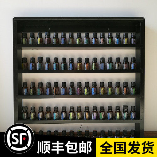 五层实木精油收纳挂墙展示架图片
