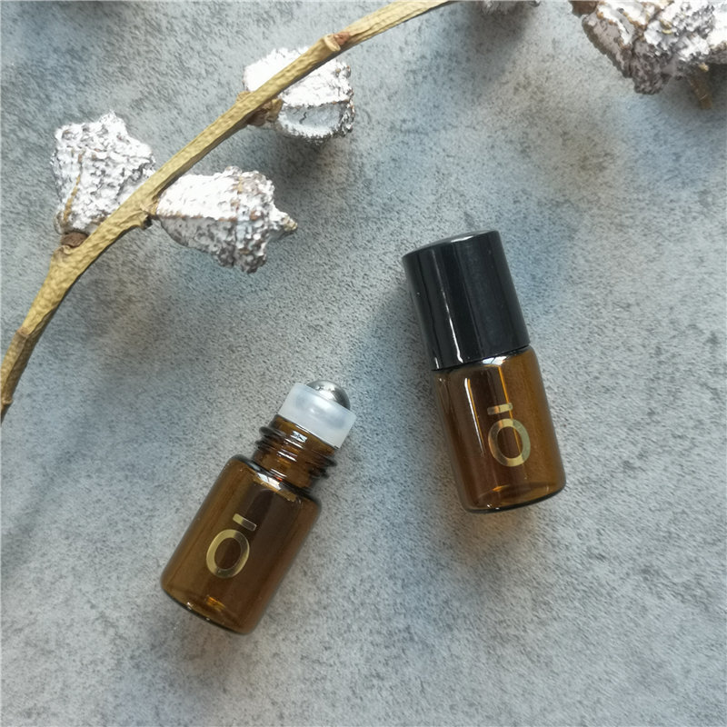 10个装烫金多特瑞棕色精油滚珠瓶走珠瓶分装瓶配不锈钢滚珠头2ml
