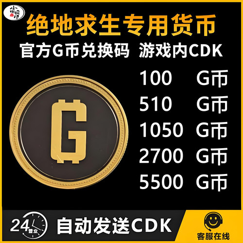 PUBGG币绝地求生G币吃鸡gb游戏币金币皮肤点卷官方充值兑换码CDK