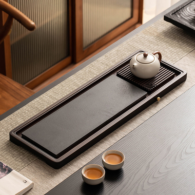 茶盘茶具客厅家用日式茶海电木款干泡台彷乌金石茶托 托盘小茶台