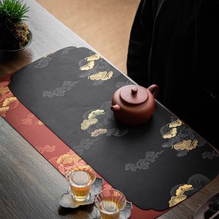 香云纱复古云松干泡茶席家用茶台茶桌布桌旗茶垫茶道布艺 2025新款