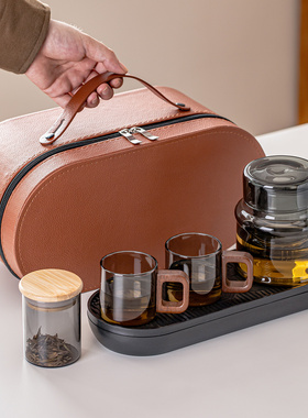 墩墩壶旅行茶具套装一壶二杯车载随行户外便携式露营泡茶喝茶装备