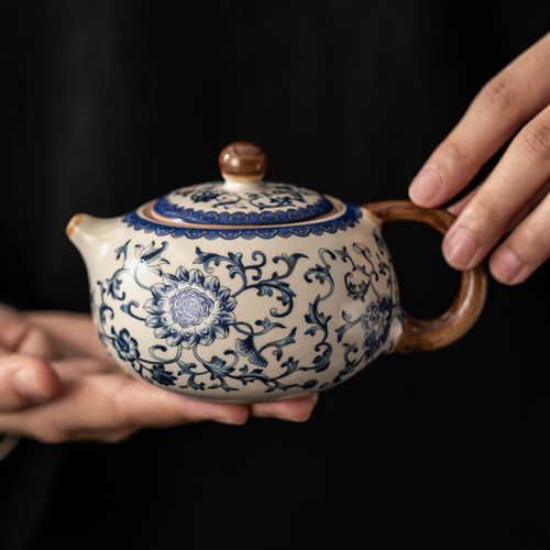 泥徒汝窑中式家用泡茶壶
