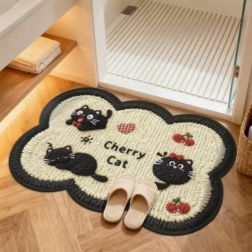 2025新款亚麻可爱浴室地垫