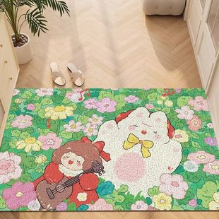 简约卡通入户门丝圈地垫进门脚垫防滑耐脏地毯家用门口垫子可裁剪