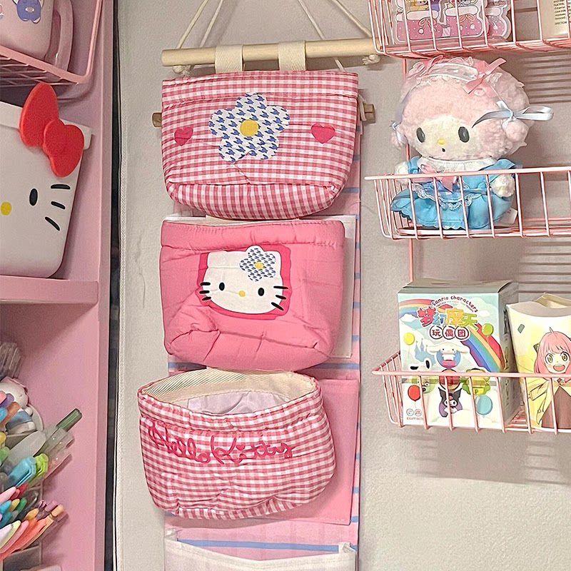 HelloKitty凯蒂猫床头置物架宿舍上铺收纳神器寝室床上布挂篮挂袋