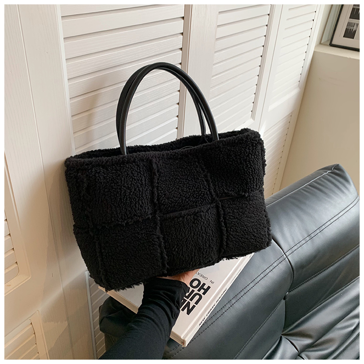 子母大容量手提毛绒包包女羔毛单肩包潮冬季质感百搭毛毛手拎包