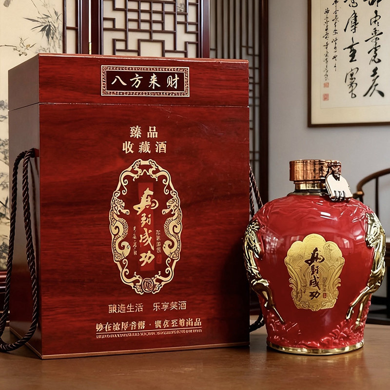 景德镇陶瓷酒坛中式复古陶瓷酒壶家用收藏酒瓶红色马年生肖礼盒装,餐饮具,家用酒壶,淘宝优惠券,粉丝福利购,淘宝优惠卷