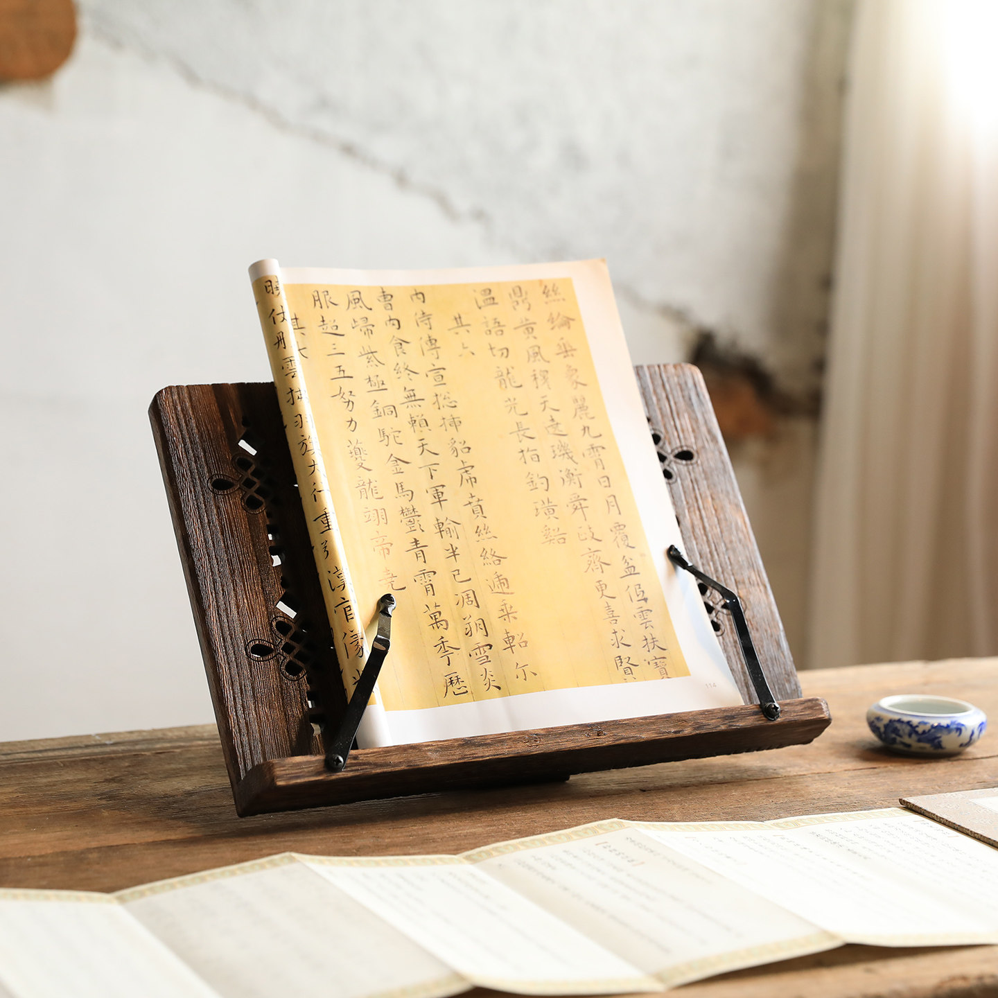 日式折叠字帖架书法临摹支架多功能看书架书本曲谱阅读架