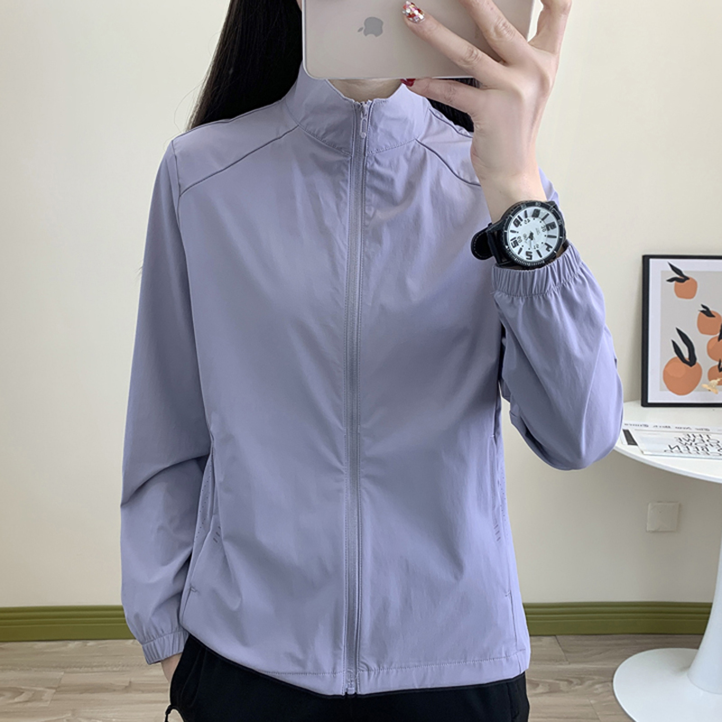 2025新款夏季冰丝外套女装轻薄户外防晒衣服男无帽立领运动长袖衫