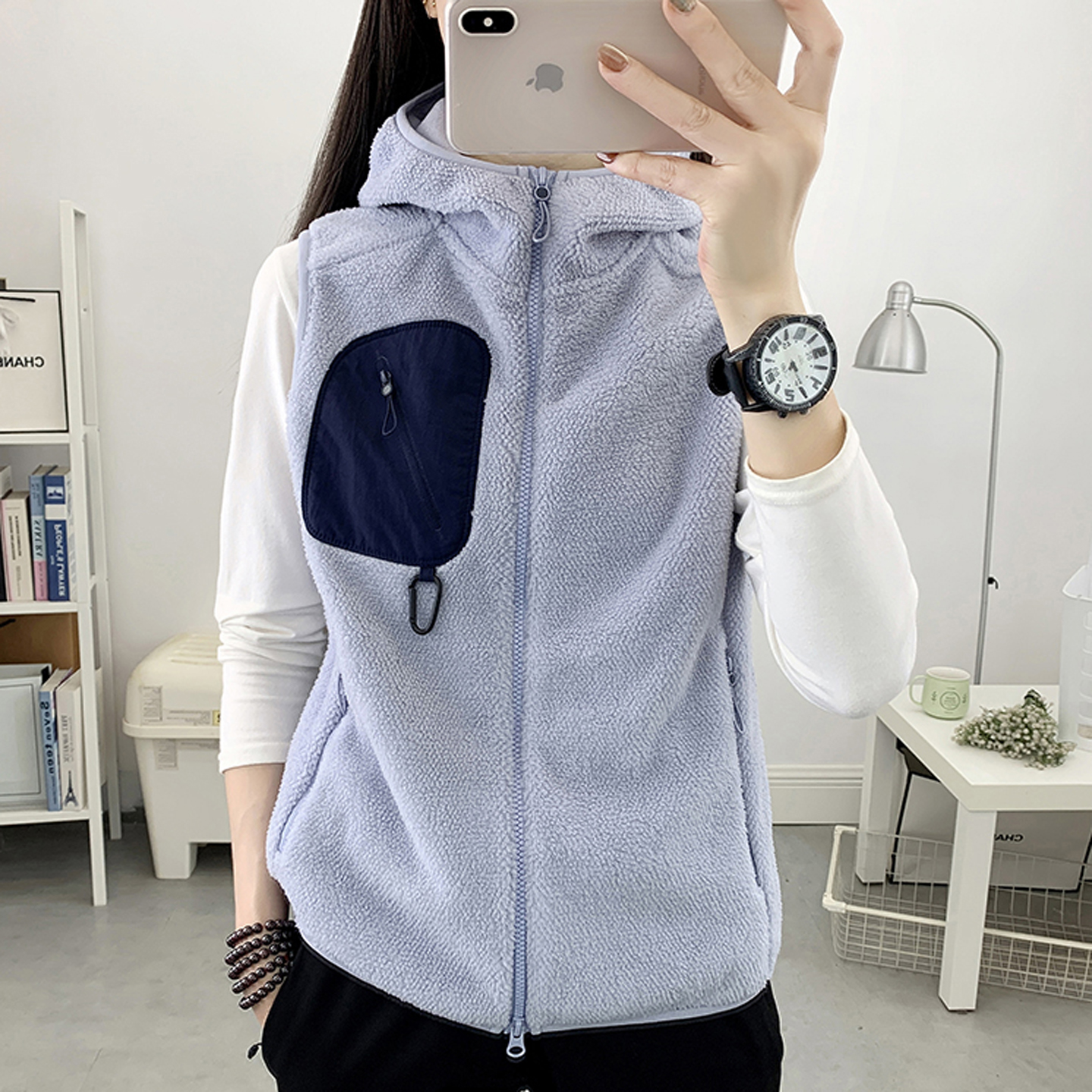 高端舒棉绒男女款连帽运动马甲