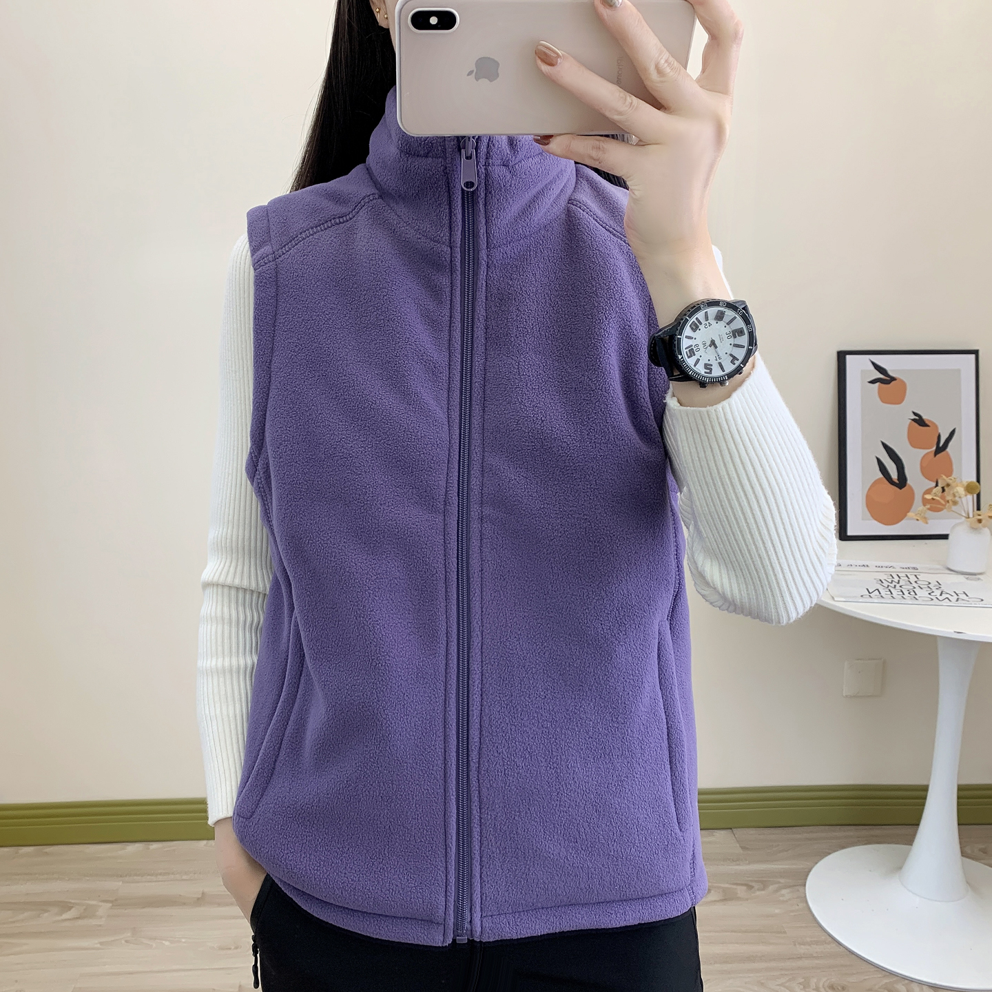 跨境出口两面穿夹棉抓绒衣马甲