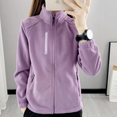 秋冬抓绒衣男女立领宽松加厚加绒摇粒绒开衫 外套户外保暖运动卫衣