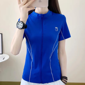 2024户外速干衣女运动开衫 t恤立领瑜伽服跑步显瘦紧身衣 拉链短袖
