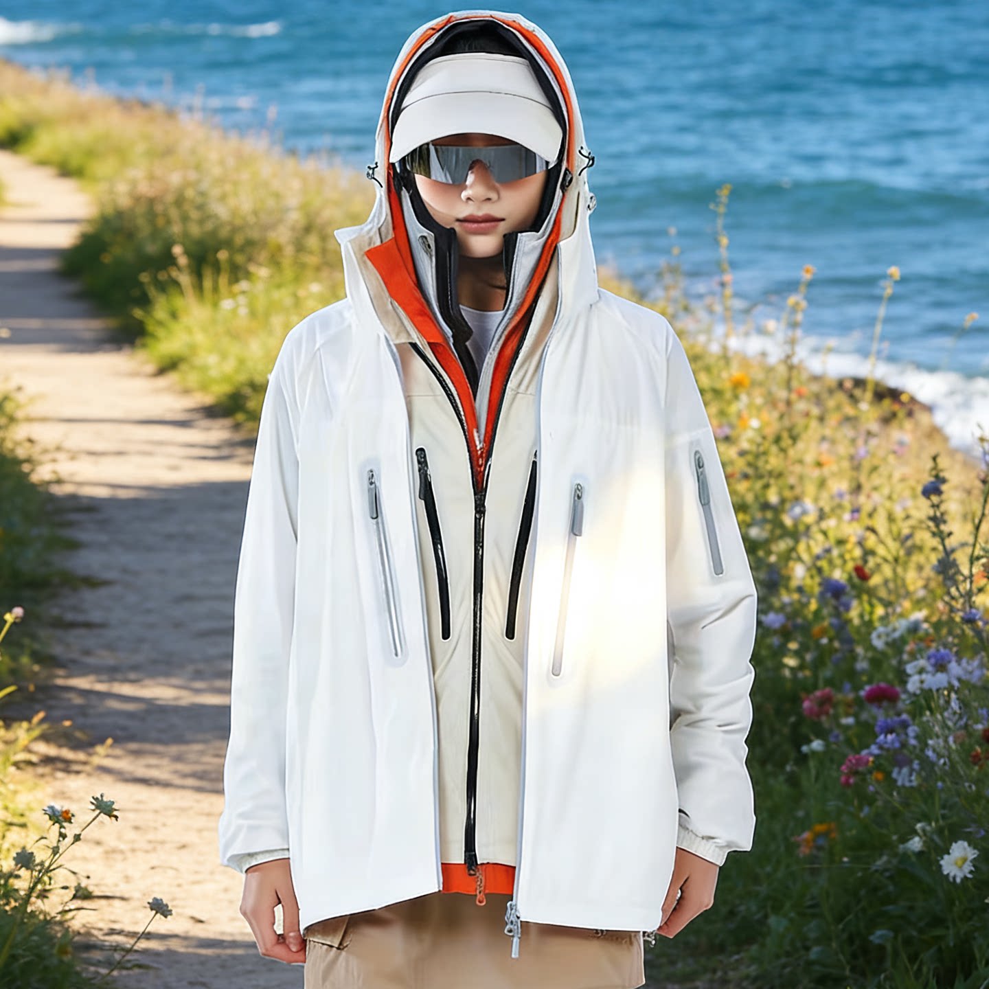 潮款时尚春夏季户外防晒服男女徒步登山旅行轻薄骑行长袖风衣外套