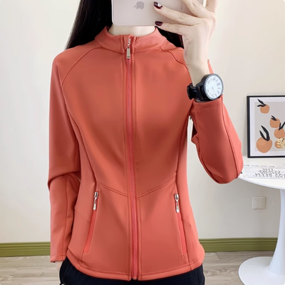 春秋速干衣女长袖加厚跑步健身运动开衫休闲外套立领徒步登山上衣