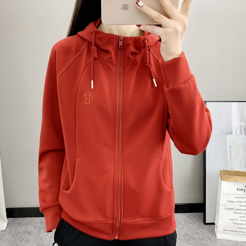 2025新款春秋季运动卫衣女款连帽宽松跑步健身服针织休闲开衫外套