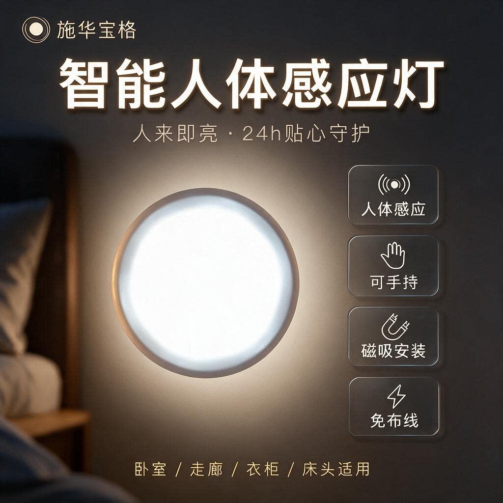 施华宝格楼道感应灯走廊免接线夜感应灯